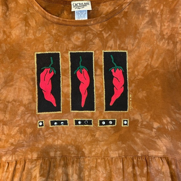 Vintage Cactus Bay Apparel Maxi Dress. Southwestern. Never worn. Chili peppers. - Picture 3 of 10